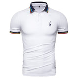 Dropshipping 2019 New Summer Cotton Polo Men Solid Deer Embroidery Short Sleeve Polo Shirt Men Fashion Polo Giraffe Mens Shirts
