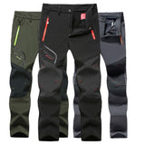 Tactical Waterproof Hiking Pant Men Breathable Stretch Softshell Fleece Lined Pants Outdoors Sports Plus Size 4XL 5XL Winter